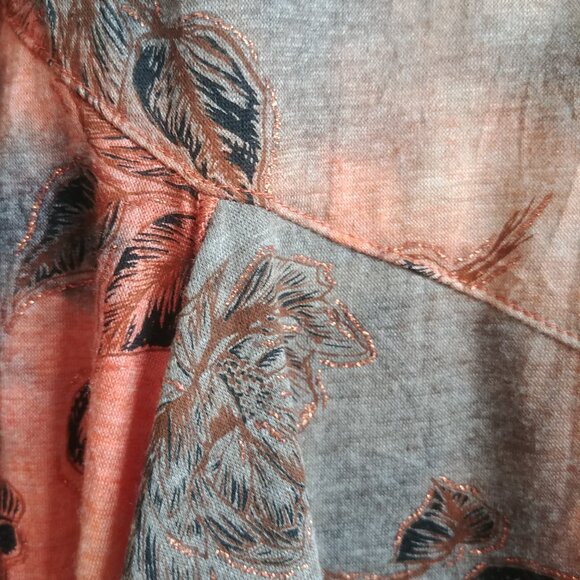 Asymmetrical hem orange brown cream gold stretch midi maxi skirt 14 - Picture 3 of 12